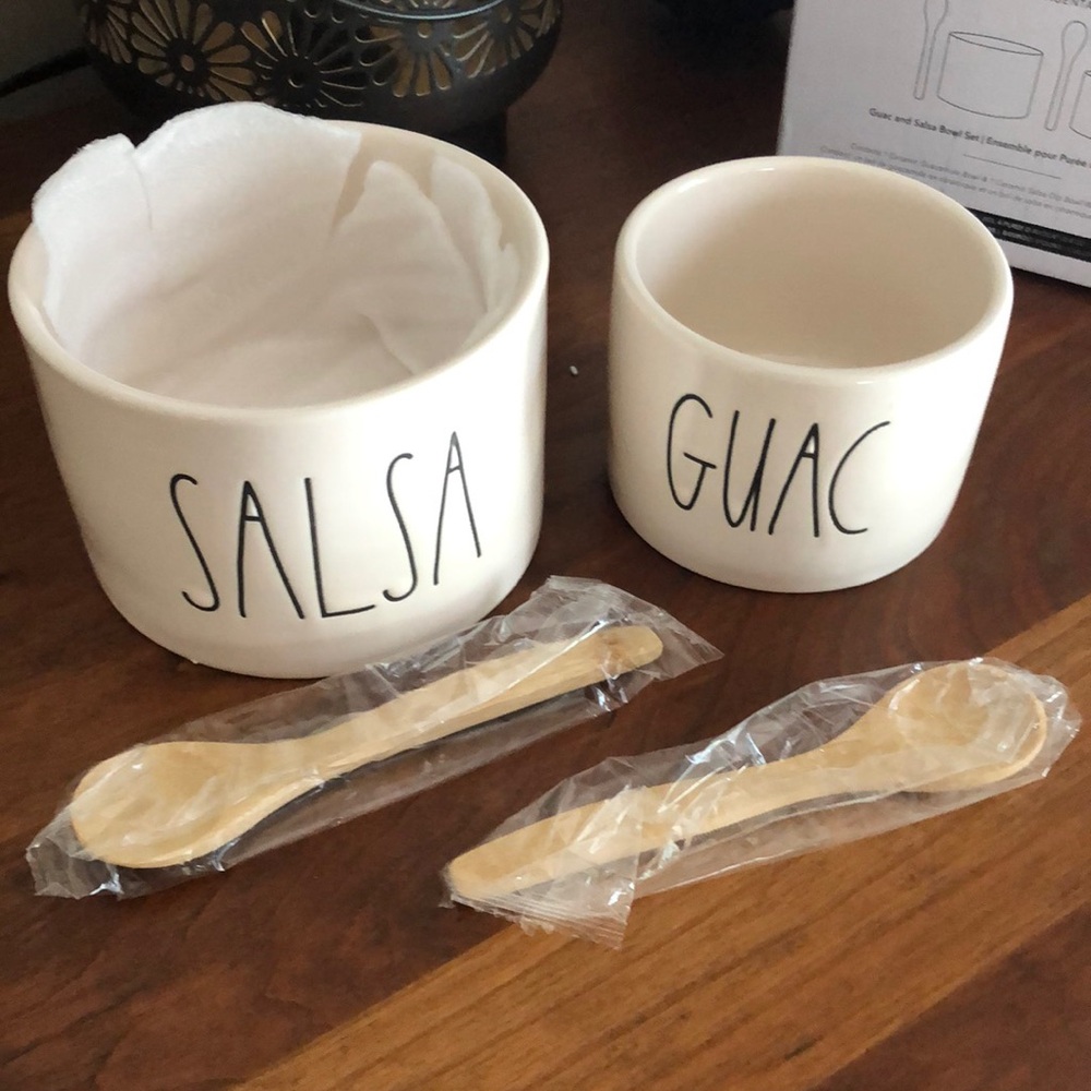 NWT Rae Dunn Ceramic Salsa and Guac Bowls with Spoons